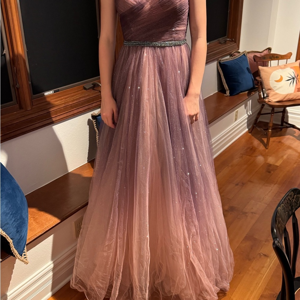 Mac Duggal Leena Pink and Purple Ombre Sweetheart Gown